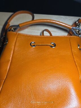 Divina Firenze Orange Leather Top-Handle Bag